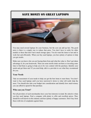 Save Money on Great Laptops