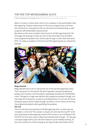 THE FIVE TOP MICROGAMING SLOTS