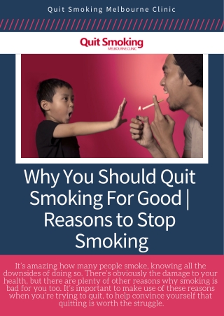 Why You Should Quit Smoking For Good | Reasons to Stop Smoking