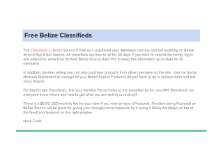 Free Belize Classifieds