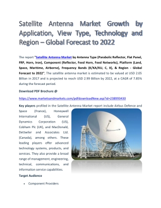 Satellite Antenna Market Growth by Application, View Type, Technology and Region – Global Forecast to 2022