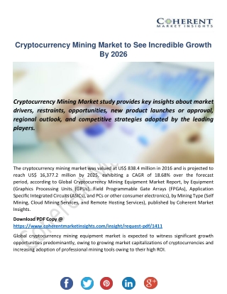 Cryptocurrency Mining Market Rising New Technology Trends Research 2018 to 2026