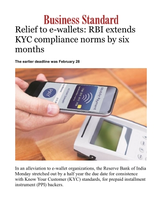 Relief to e-wallets: RBI extends KYC compliance norms by six months