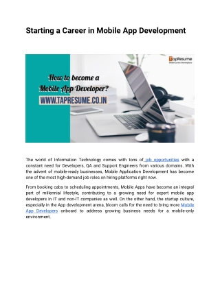 Starting a Career in Mobile App Development