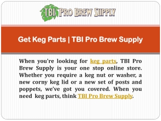 Get Keg Parts on Online Store TBI Pro Brew Supply