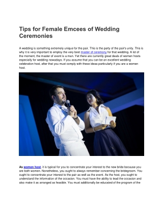Tips for Female Emcees of Wedding Ceremonies