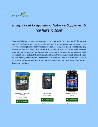 Things about Bodybuilding Nutrition Supplements you need to know