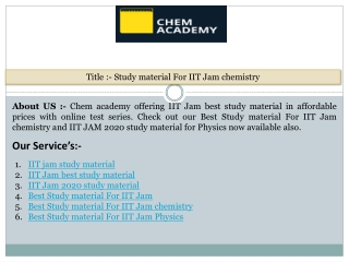 Best Study material For IIT Jam chemistry