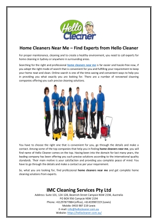 Home Cleaners Near Me – Find Experts from Hello Cleaner
