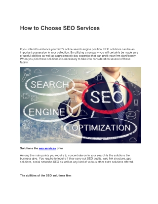 How to Choose SEO Services