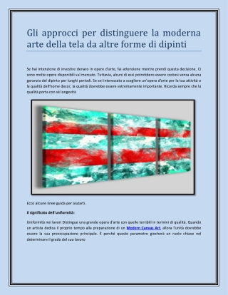 Gli approcci per distinguere la moderna arte della tela da altre forme di dipinti