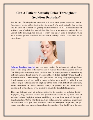 Can A Patient Actually Relax Throughout Sedation Dentistry