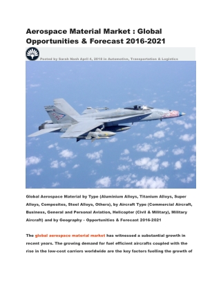 Aerospace Material Market : Global Opportunities & Forecast 2016-2021