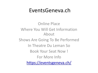 Theatre Du Leman - Place In Geneva To Watch Great & Entertaining Shows