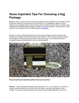 Some important Tips For Choosing a Hajj Package