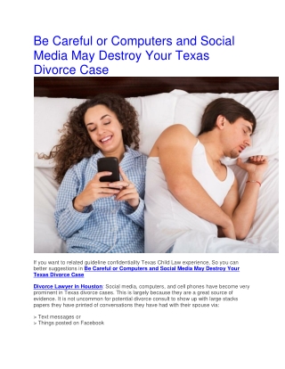 Be Careful or Computers and Social Media May Destroy Your Texas Divorce Case