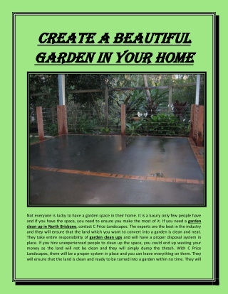 Create a beautiful garden in your home
