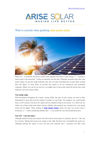 What to consider when grabbing solar quotes online