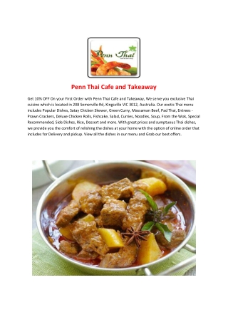 Penn Thai Cafe and Takeaway-Kingsville - Order Food Online