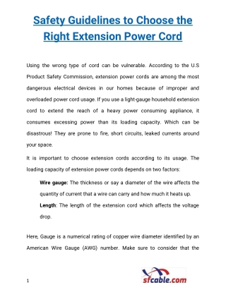 Safety Guidelines to Choose the Right Extension Power Cord