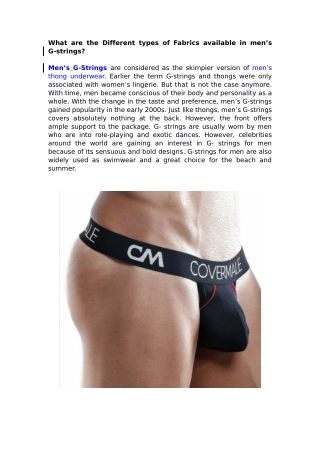 What are the Different types of Fabrics available in men’s G-strings?