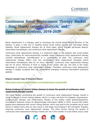Continuous Renal Replacement Therapy Market Report Highlights The Competitive Scenario With Impact Of Drivers And Challe
