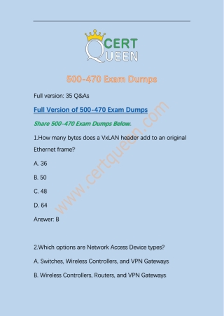 2019 CertQueen Cisco 500-470 Exam PDF Dumps