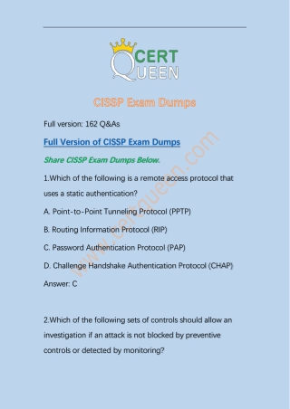 2019 New CISSP Real Questions and Answers from CertQueen