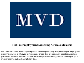 Best Pre Employment Screening Services Malaysia