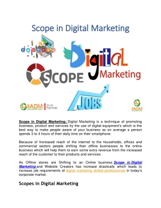 Scope in Digital Marketing