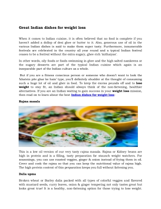 Great Indian dishes for weight loss