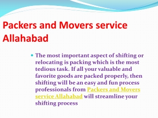 Packers and Movers service Allahabad