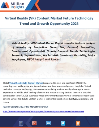 Virtual Reality (VR) Content Market Future Technology Trend and Growth Opportunity 2025