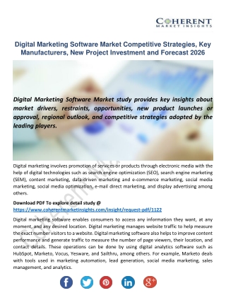 Digital Marketing Software Market by 2026 Capacity, Production, Revenue, Regions, Players