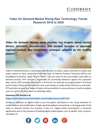 Video On Demand Market Consumption, Market Share, Growth Opportunities & Regions By 2026