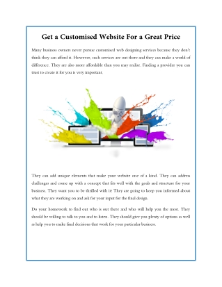 Get a Customised Website for a Great Price
