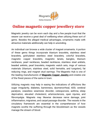 Online magnetic copper jewellery store