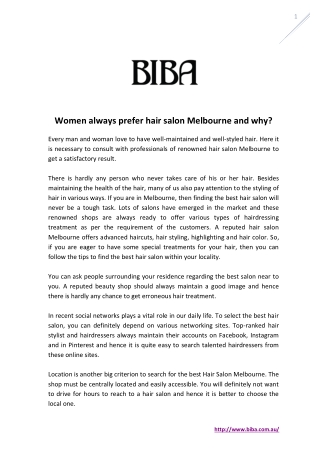 Women always prefer hair salon Melbourne and why?