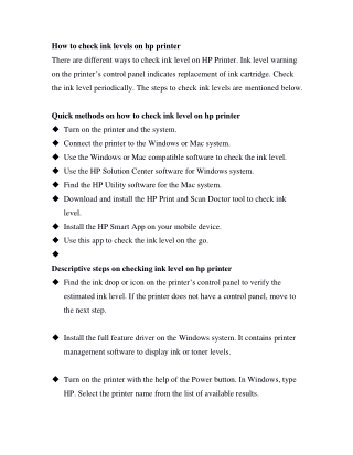 How to check ink levels on hp printer