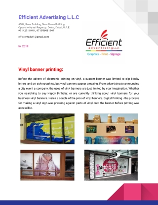 Vinyl printing services by efficient advt