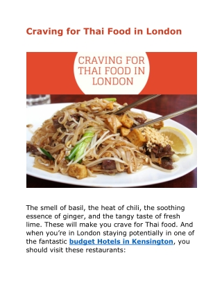 Craving for Thai Food in London