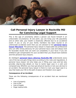 Call Personal Injury Lawyer in Rockville MD for Convincing Legal Support