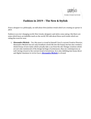 Fashion in 2019 – The New & Stylish