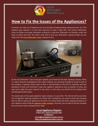 How to Fix the Issues of the Appliances?