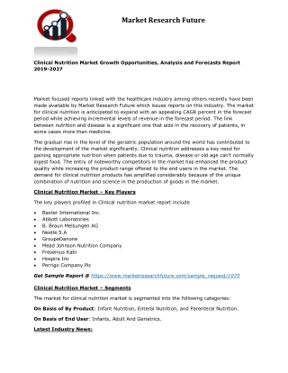Clinical nutrition market 2019