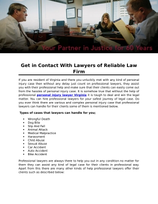 Get in Contact With Lawyers of Reliable Law Firm