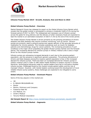 Infusion pump market 2019