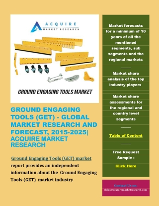 Ground Engaging Tools (GET) - Global Market Research and Forecast, 2015-2025