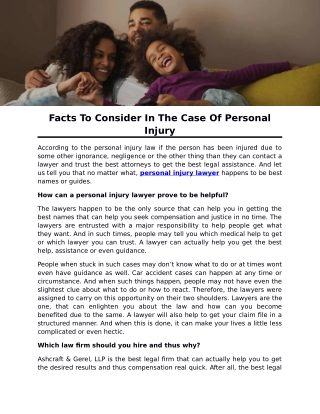 Facts To Consider In The Case Of Personal Injury