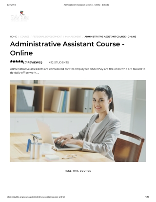 Administrative Assistant Course - Online - Edukite